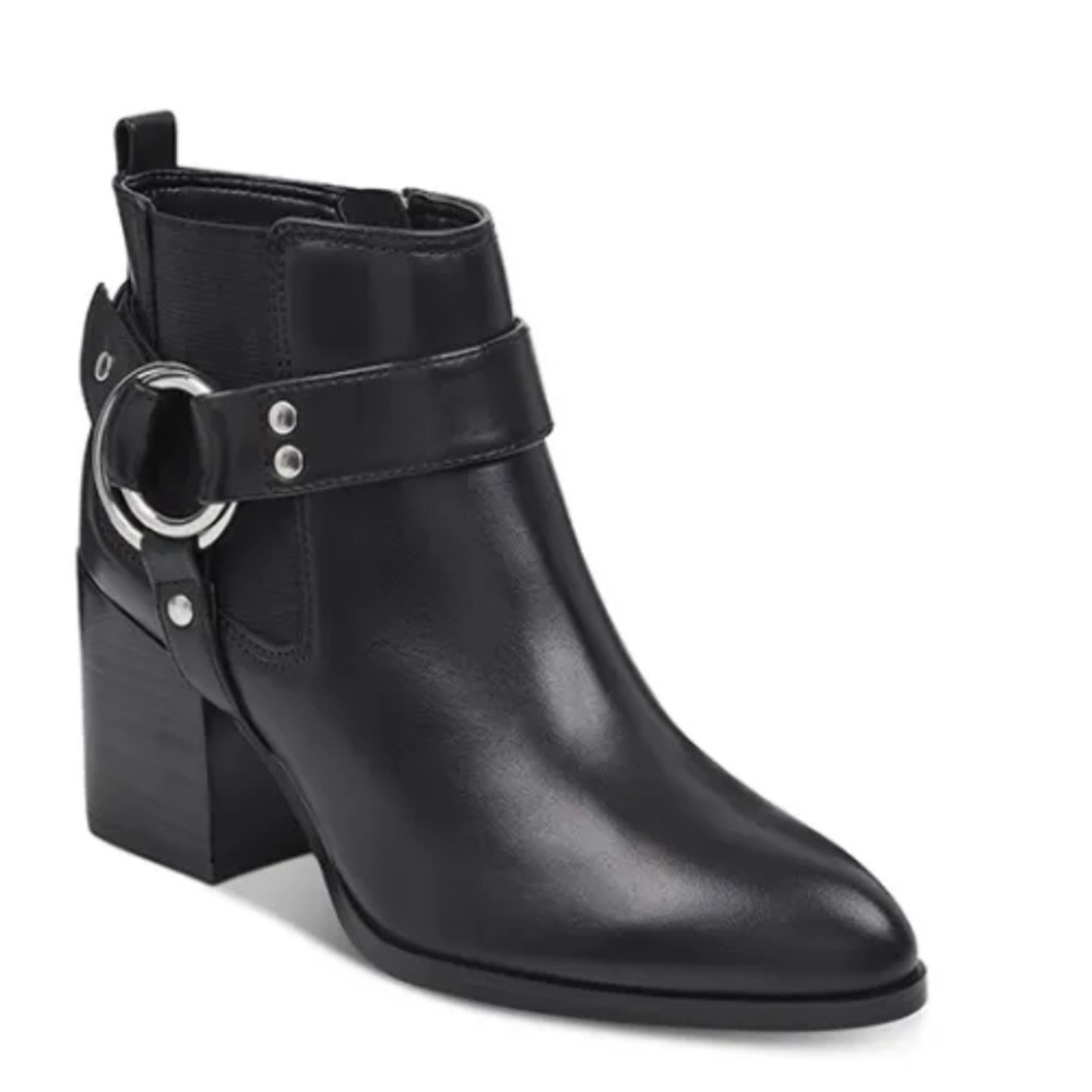 Marc Fisher Black Leather Harness Bootie